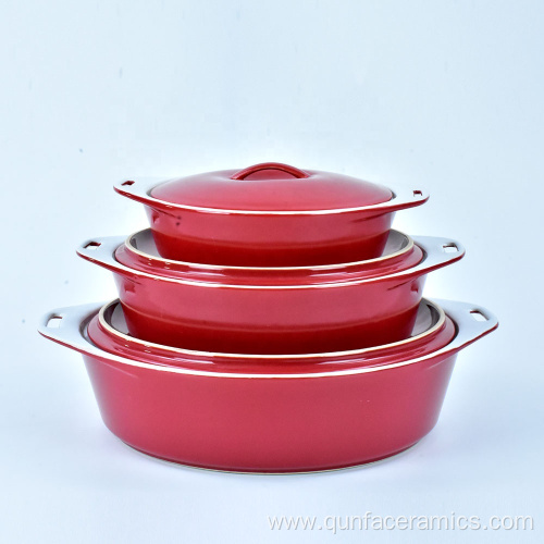 Round Ceramic Cooking Pot With Handle